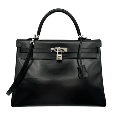 HERMES HERMES Kelly 35 Kelly 35 Bag, Tote Bag, Shoulder Bag, Box Calf, Noir, Black, Silver Hardware