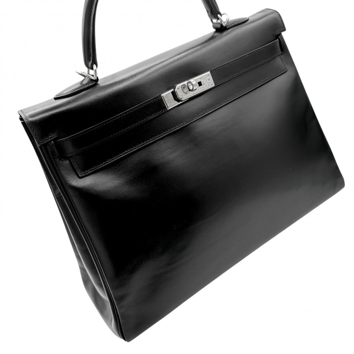 HERMES HERMES Kelly 35 Kelly 35 Bag, Tote Bag, Shoulder Bag, Box Calf, Noir, Black, Silver Hardware