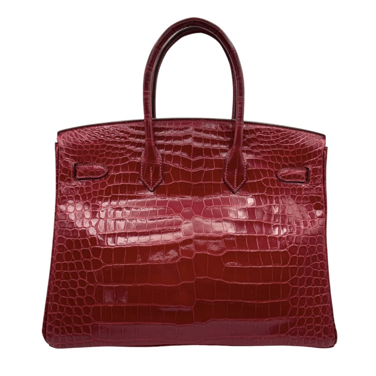 HERMES 헤르메스 Birkin 35 Birkin 35 가방, 토트 백, 폴로여, 악어, 불꽃, 빨간색, 빨간색, 은색 피팅, 이국어