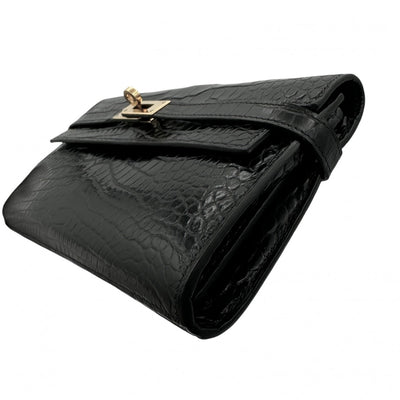 HERMES HERMES Kelly wallet Kelly wallet long Wallet Long Wallet Long Wallet Alligator Crocodile Noir Black Gold Hardware