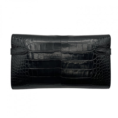 HERMES HERMES Kelly wallet Kelly wallet long Wallet Long Wallet Long Wallet Alligator Crocodile Noir Black Gold Hardware