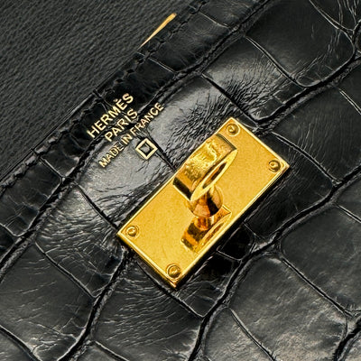 HERMES HERMES Kelly wallet Kelly wallet long Wallet Long Wallet Long Wallet Alligator Crocodile Noir Black Gold Hardware