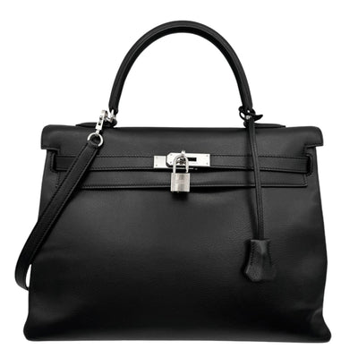 HERMES HERMES Kelly 35 Kelly 35 Bag, Tote Bag, Shoulder Bag, Vogalver, Noir, Black, Silver Fittings, Vogalver