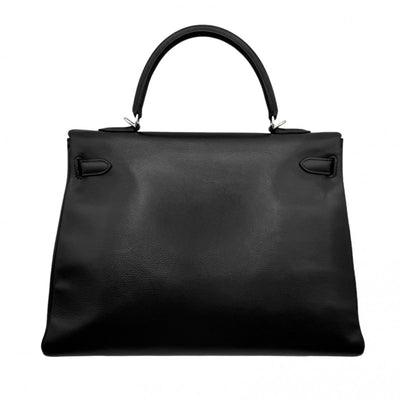 HERMES 헤르메스 Kelly 35 Kelly 35 가방, 토트 백, 숄더백, 보행버, 누아르, 검은 색, 실버 피팅, vogalver