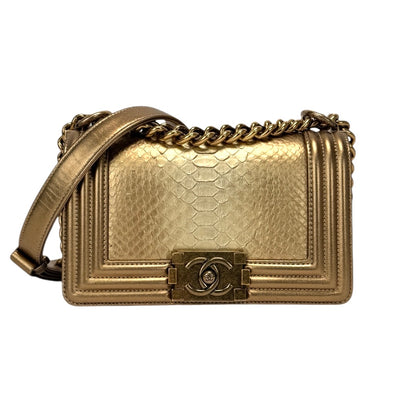 CHANEL CHANEL Boy chanel 20 Boy chanel 20 mini Bag Shoulder Bag Python Gold Gold Gold Metal Fittings Matelasse 20　Mini matelasseChain shoulder bag