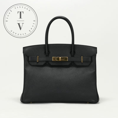 HERMES HERMES Birkin 30 Birkin 30 Bag Tote Bag Epson Noir Black Black Gold Hardware Vaugh Epson