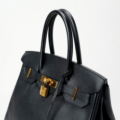 HERMES HERMES Birkin 30 Birkin 30 Bag Tote Bag Epson Noir Black Black Gold Hardware Vaugh Epson