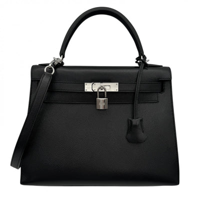 HERMES HERMES Kelly 28 Kelly 28 Bag, Tote Bag, Shoulder Bag, Epson Noir, Black, Black, Silver Fittings, Vaugh Epson