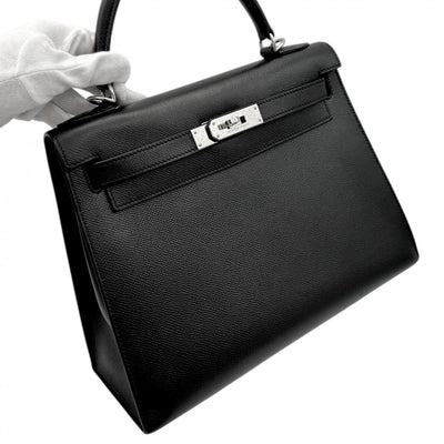 HERMES HERMES Kelly 28 Kelly 28 Bag, Tote Bag, Shoulder Bag, Epson Noir, Black, Black, Silver Fittings, Vaugh Epson