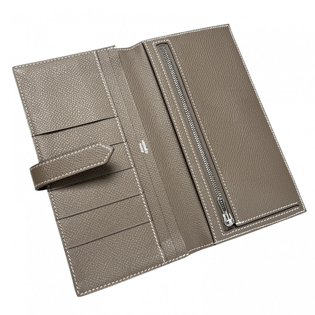 HERMES HERMES B?arn soufflet Bearn soufflet Wallet Long Wallet Epson Etoop Grey Silver Metal Fittings Vo Epson