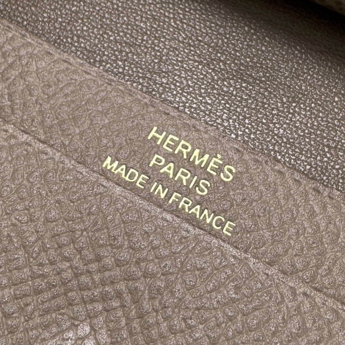 エルメス HERMES ベアンミニ ベアン ミニ 財布 二つ折り財布 ミニ財布 ミニウォレット エプソン エトゥープ グレー ゴールド金具 ヴォーエプソン