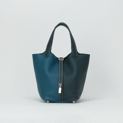HERMES 爱马仕 Picotin lock PM kazak Picotin lock PM Picotin lock 18 袋子手提袋托里昂·克莱姆斯面纱锡瓶面纱bosfall绿色绿色银金属配件