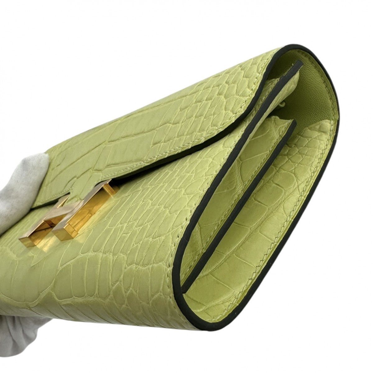 HERMES HERMES Constance long to go Constance longToogo wallet long wallet long wallet alligator crocodile jawne boulevard yellow green gold hardware