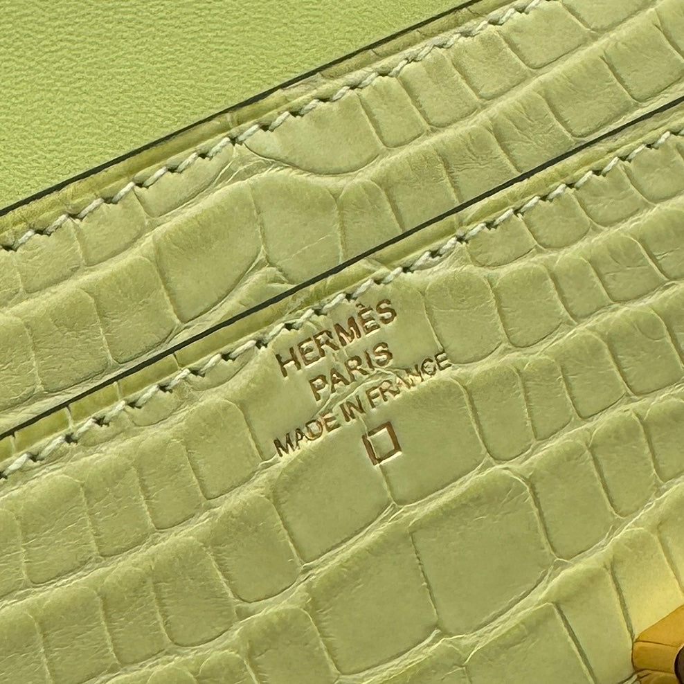 HERMES HERMES Constance long to go Constance longToogo wallet long wallet long wallet alligator crocodile jawne boulevard yellow green gold hardware