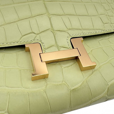 HERMES HERMES Constance long to go Constance longToogo wallet long wallet long wallet alligator crocodile jawne boulevard yellow green gold hardware