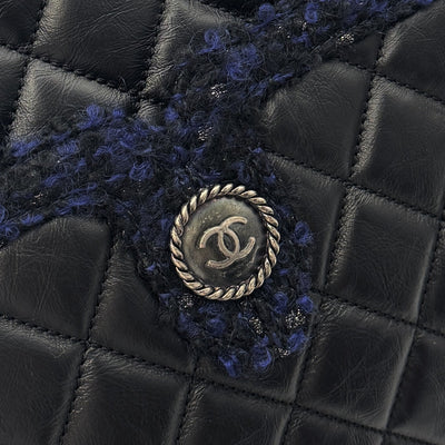 CHANEL CHANEL Matelass? Coco Mark Bag Tote Bag Shoulder Bag Calfskin Black Blue Black Blue Silver Metal Fittings Chain Tote Bag