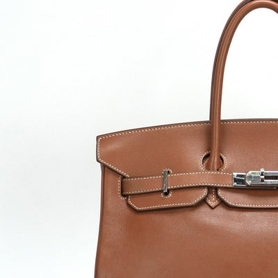 HERMES 헤르메스 Birkin 35 Birkin 35 가방, 토트 백, 스위프트, 금, 갈색, 갈색, 실버 하드웨어