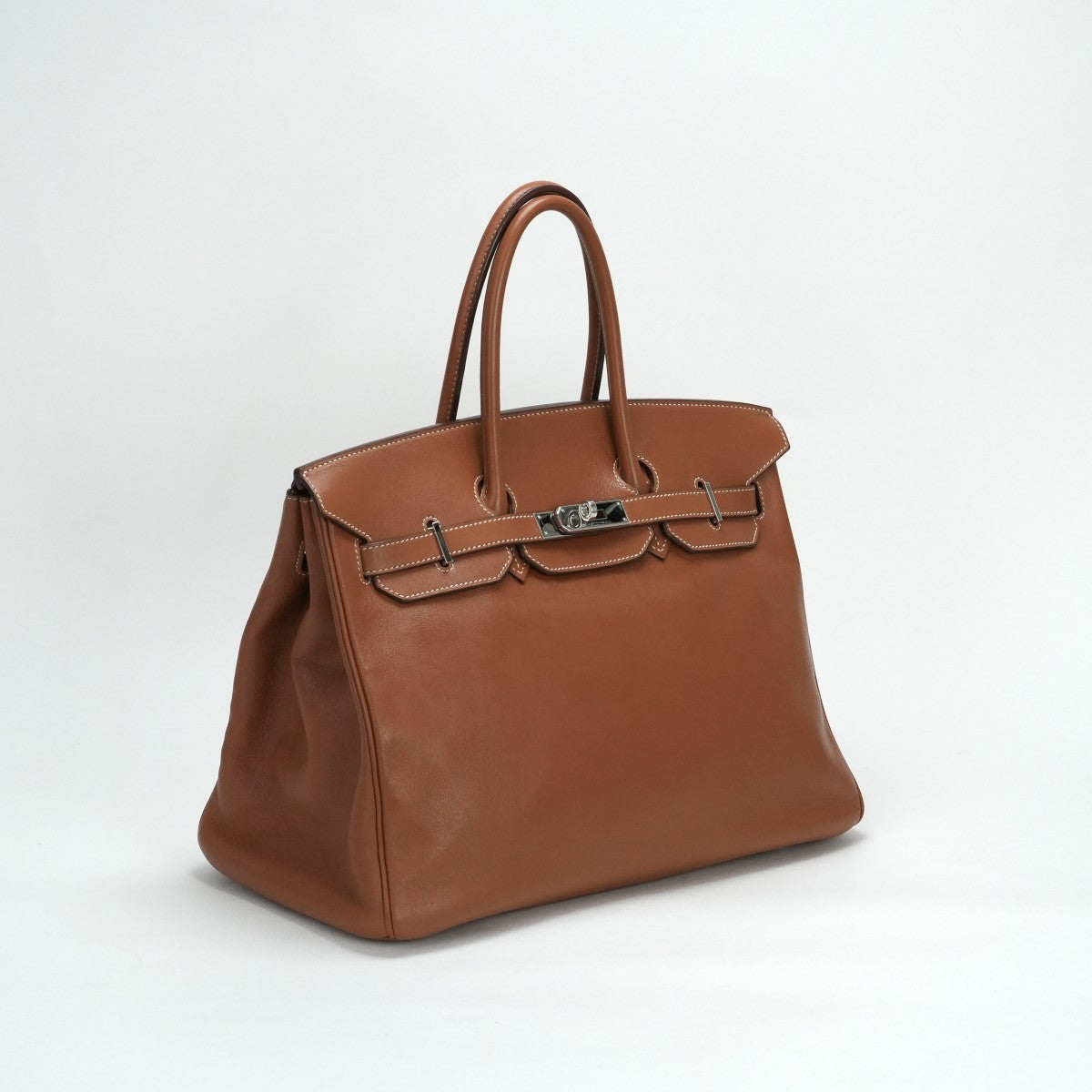 HERMES 헤르메스 Birkin 35 Birkin 35 가방, 토트 백, 스위프트, 금, 갈색, 갈색, 실버 하드웨어