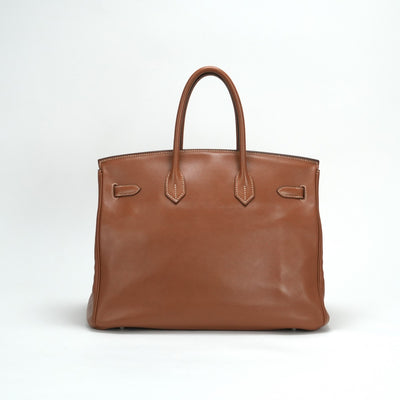 HERMES 헤르메스 Birkin 35 Birkin 35 가방, 토트 백, 스위프트, 금, 갈색, 갈색, 실버 하드웨어