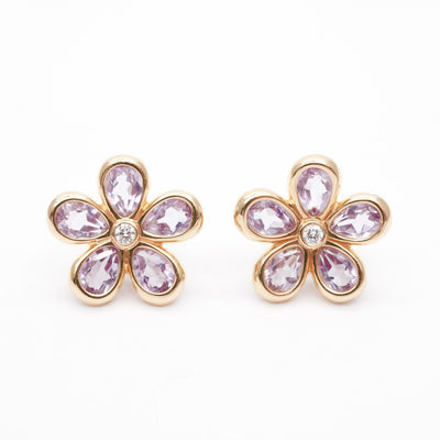 Tiffany & Co. TIFFANY&Co. GardenFlower Earrings 750PG Pink Gold Purple Earrings Diamond Pink Gold