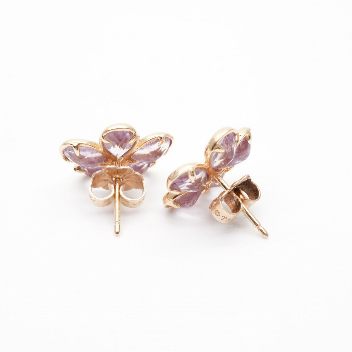 Tiffany & Co. TIFFANY&Co. GardenFlower Earrings 750PG Pink Gold Purple Earrings Diamond Pink Gold