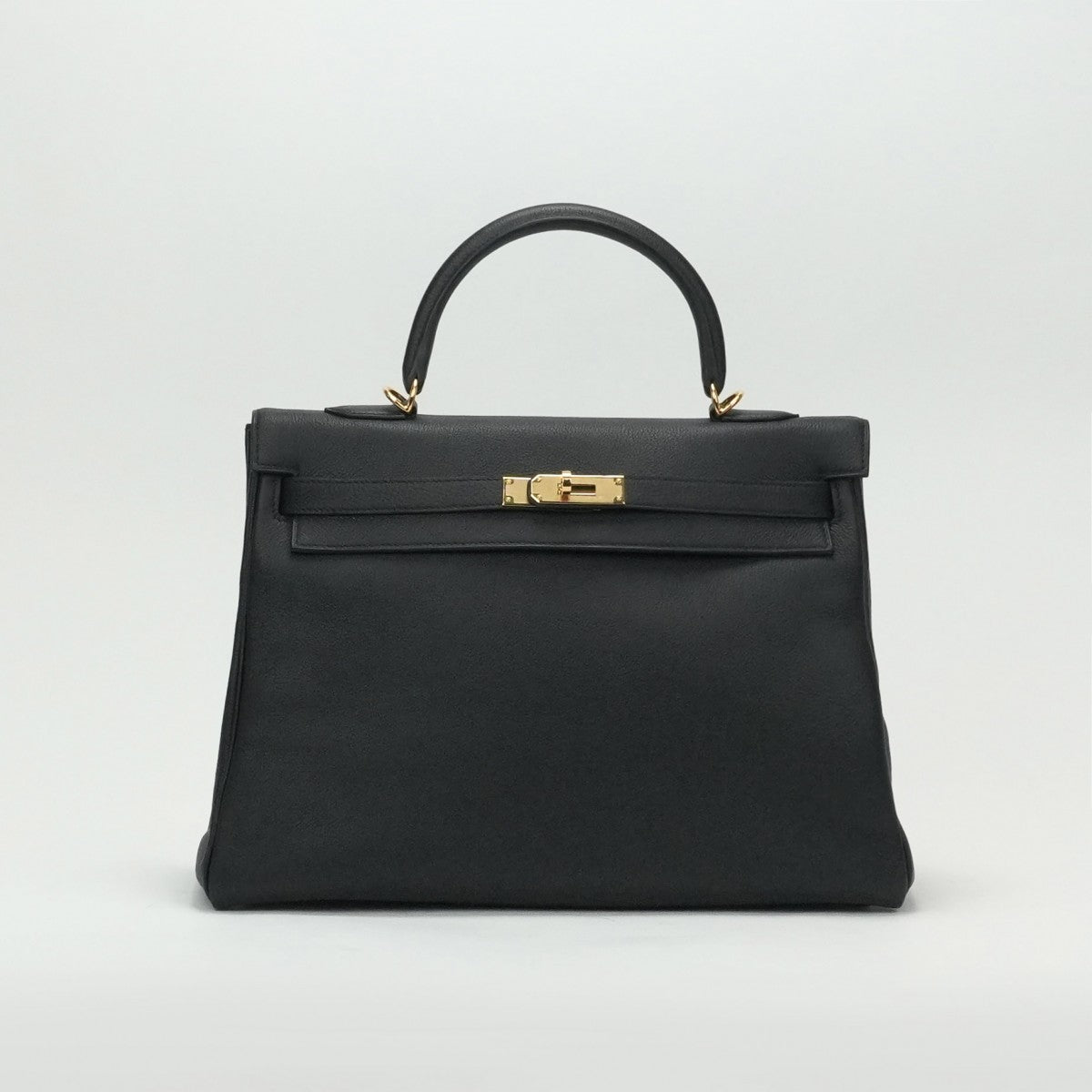 HERMES 헤르메스 Kelly 35 Kelly 35 가방, 토트 백, 숄더백, 토고, 누아르, 검은 색, 금 피팅