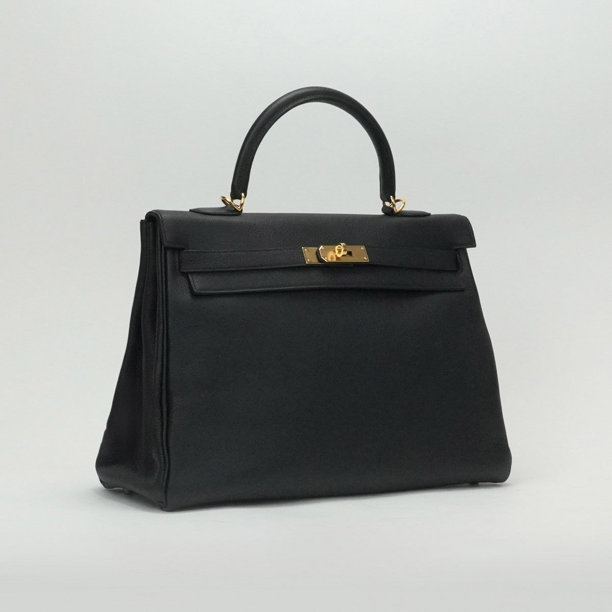 HERMES 헤르메스 Kelly 35 Kelly 35 가방, 토트 백, 숄더백, 토고, 누아르, 검은 색, 금 피팅