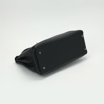 HERMES 헤르메스 Kelly 35 Kelly 35 가방, 토트 백, 숄더백, 토고, 누아르, 검은 색, 금 피팅