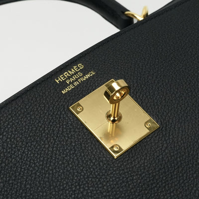 HERMES 헤르메스 Kelly 35 Kelly 35 가방, 토트 백, 숄더백, 토고, 누아르, 검은 색, 금 피팅