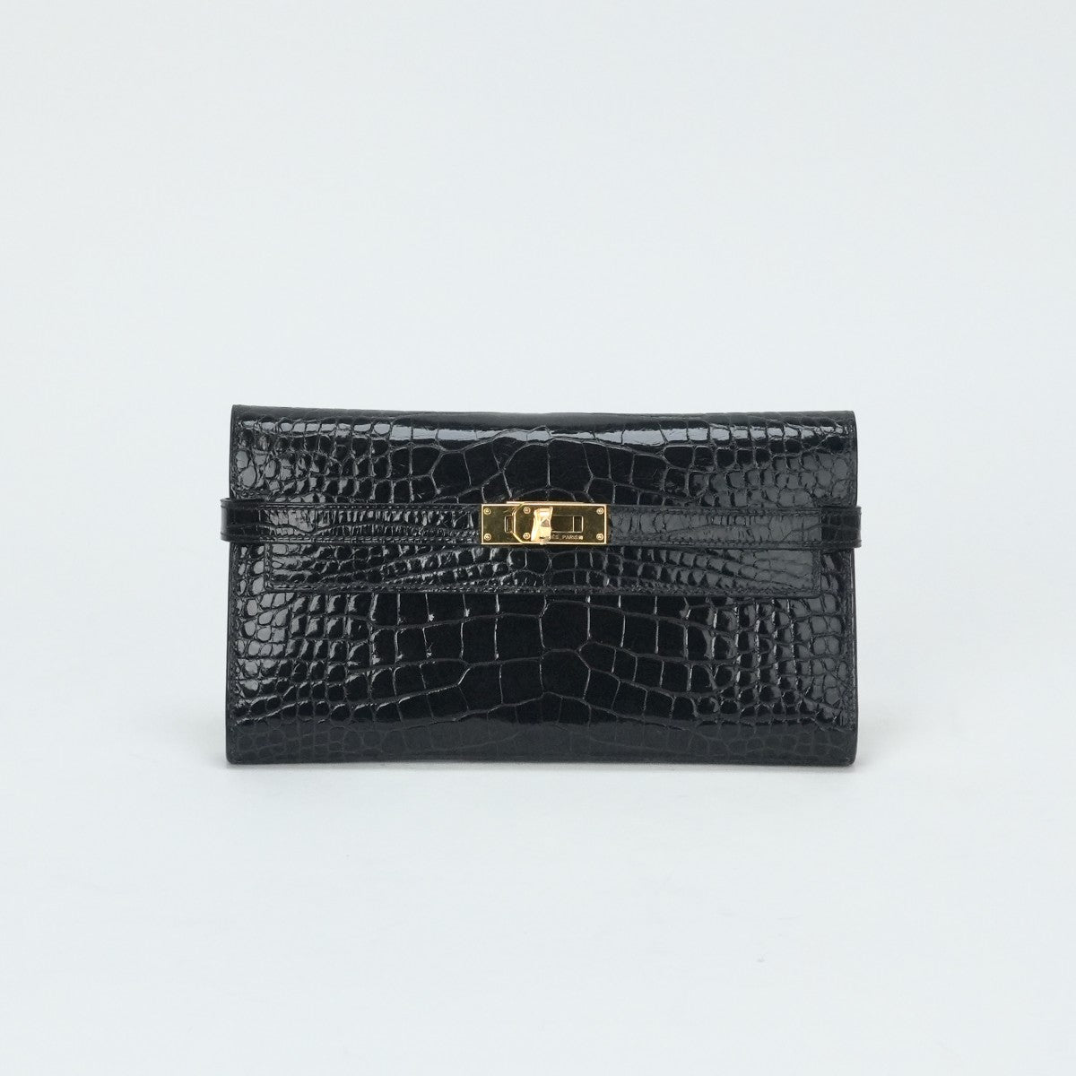 HERMES 爱马仕 Kelly wallet Kelly wallet long 钱包长钱包长钱包鳄鱼鳄鱼蓝色海洋蓝色金色硬件异国