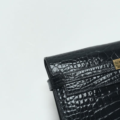 HERMES 爱马仕 Kelly wallet Kelly wallet long 钱包长钱包长钱包鳄鱼鳄鱼蓝色海洋蓝色金色硬件异国