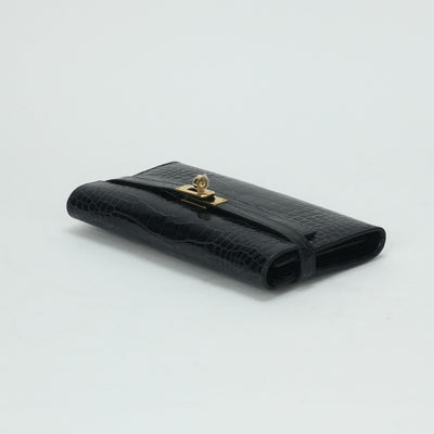HERMES 爱马仕 Kelly wallet Kelly wallet long 钱包长钱包长钱包鳄鱼鳄鱼蓝色海洋蓝色金色硬件异国