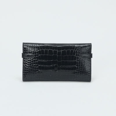 HERMES 爱马仕 Kelly wallet Kelly wallet long 钱包长钱包长钱包鳄鱼鳄鱼蓝色海洋蓝色金色硬件异国