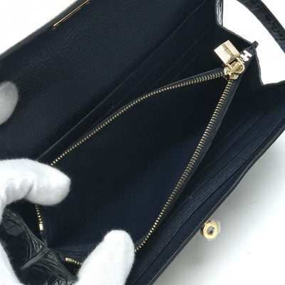 HERMES 爱马仕 Kelly wallet Kelly wallet long 钱包长钱包长钱包鳄鱼鳄鱼蓝色海洋蓝色金色硬件异国