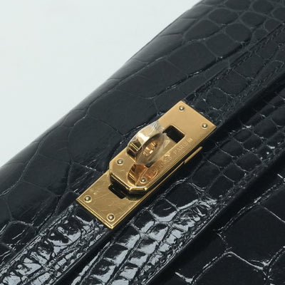 HERMES 爱马仕 Kelly wallet Kelly wallet long 钱包长钱包长钱包鳄鱼鳄鱼蓝色海洋蓝色金色硬件异国