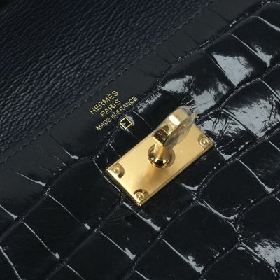 HERMES 爱马仕 Kelly wallet Kelly wallet long 钱包长钱包长钱包鳄鱼鳄鱼蓝色海洋蓝色金色硬件异国