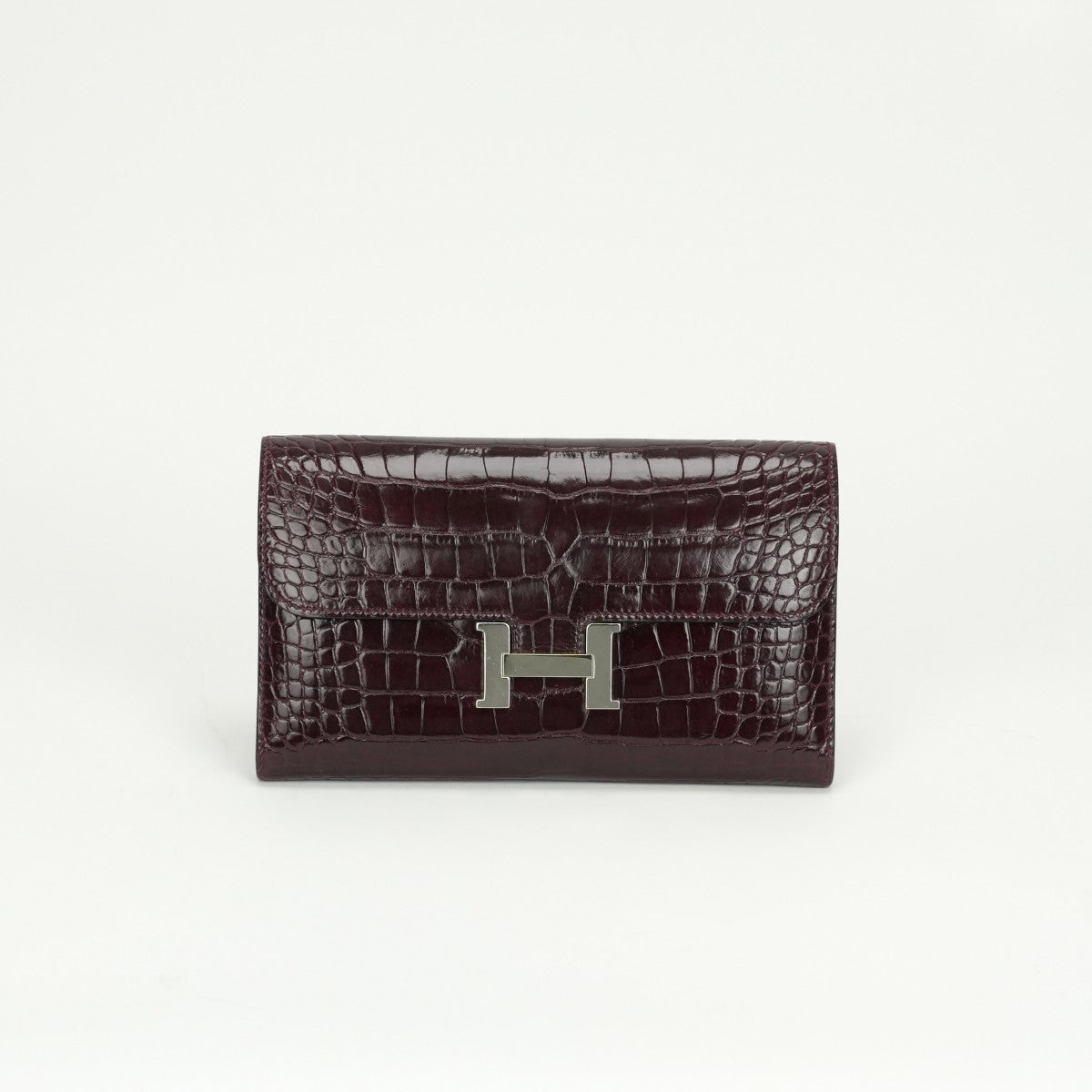 エルメス HERMES コンスタンスロング コンスタンス ロング 財布 長財布 ロングウォレット アリゲーター クロコダイル ブルゴーニュ Burgundy レッド red シルバー金具 エキゾチック　アリゲーター　コンスタンス