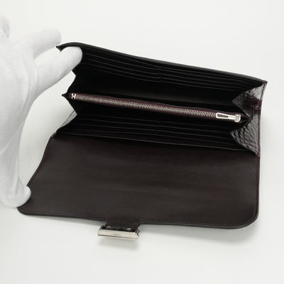 エルメス HERMES コンスタンスロング コンスタンス ロング 財布 長財布 ロングウォレット アリゲーター クロコダイル ブルゴーニュ Burgundy レッド red シルバー金具 エキゾチック　アリゲーター　コンスタンス