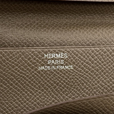 エルメス HERMES ベアンスフレ ベアン スフレ 財布 長財布 ロングウォレット エプソン エトゥープ ブラウン 茶 シルバー金具 ヴォーエプソン