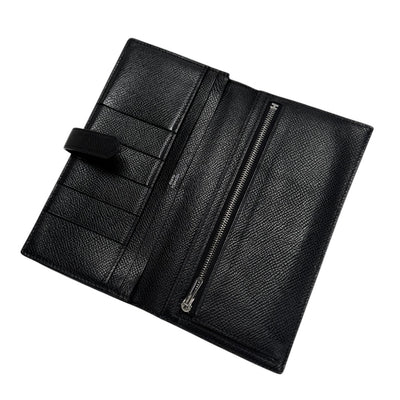 HERMES HERMES B?arn soufflet Bearn soufflet Wallet Long Wallet Epson Noir Black Silver Metal Fittings Vaugh Epson