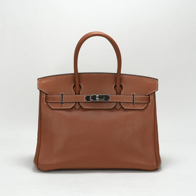 HERMES 爱马仕 Birkin 30 Birkin 30 包，手提袋，金，棕色，棕色，银色硬件，voswift