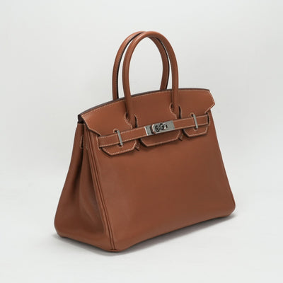 HERMES 헤르메스 Birkin 30 Birkin 30 가방, 토트 백, 금, 갈색, 갈색, 실버 하드웨어, Voswift