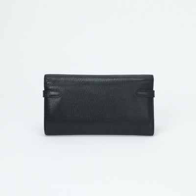 エルメス HERMES ケリーウォレット ケリーウォレットロング 財布 長財布 ロングウォレット シェーブル ノワール ブラック 黒 シルバー金具 シェブルミゾル