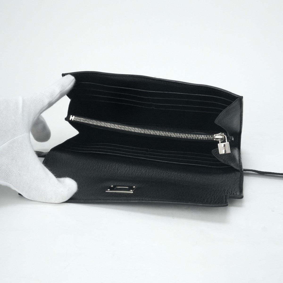 エルメス HERMES ケリーウォレット ケリーウォレットロング 財布 長財布 ロングウォレット シェーブル ノワール ブラック 黒 シルバー金具 シェブルミゾル