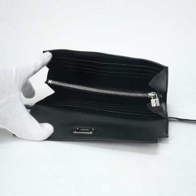 エルメス HERMES ケリーウォレット ケリーウォレットロング 財布 長財布 ロングウォレット シェーブル ノワール ブラック 黒 シルバー金具 シェブルミゾル