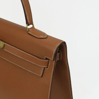 HERMES 헤르메스 Kelly 35 Kelly 35 가방, 토트 백, 숄더백, 아르 데네스, 천연, 갈색, 갈색, 금 피팅