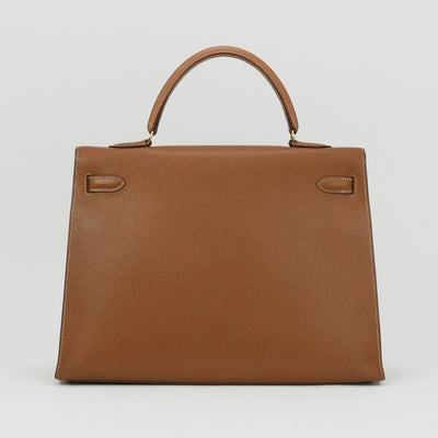 HERMES 헤르메스 Kelly 35 Kelly 35 가방, 토트 백, 숄더백, 아르 데네스, 천연, 갈색, 갈색, 금 피팅