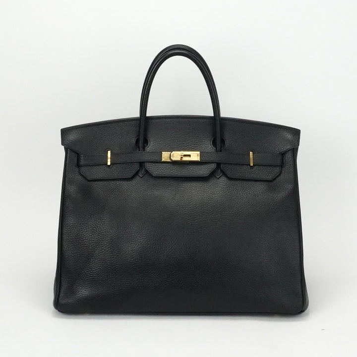 美品　ハイクラス　トートバッグ　ブラック　レザー　シボ革　カデナ　バーキン　40 美品 ハイクラス トートバッグ ブラック レザー シボ革 カデナ
