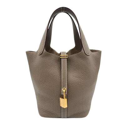 HERMES HERMES Picotin lock PM Picotin lock PM Picotin PM Picotin lock 18 Tote bag Torillon Clemence Etoup grey gold hardware