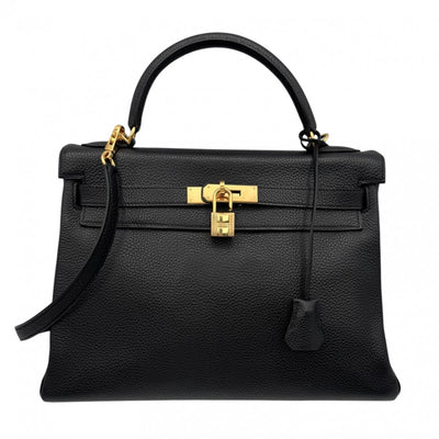 HERMES 헤르메스 Kelly 32 Kelly 32 가방, 토트 백, 숄더백, 토고, 누아르, 검은 색, 검은 색, 금 하드웨어, V 자형 하드웨어, 새로운 유형 하드웨어